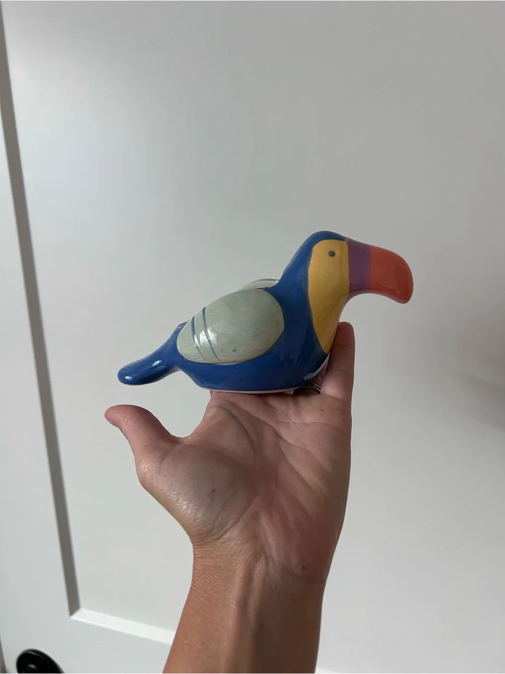 Colorful Ceramic Toucan Planter - Blue, Yellow & Orange
